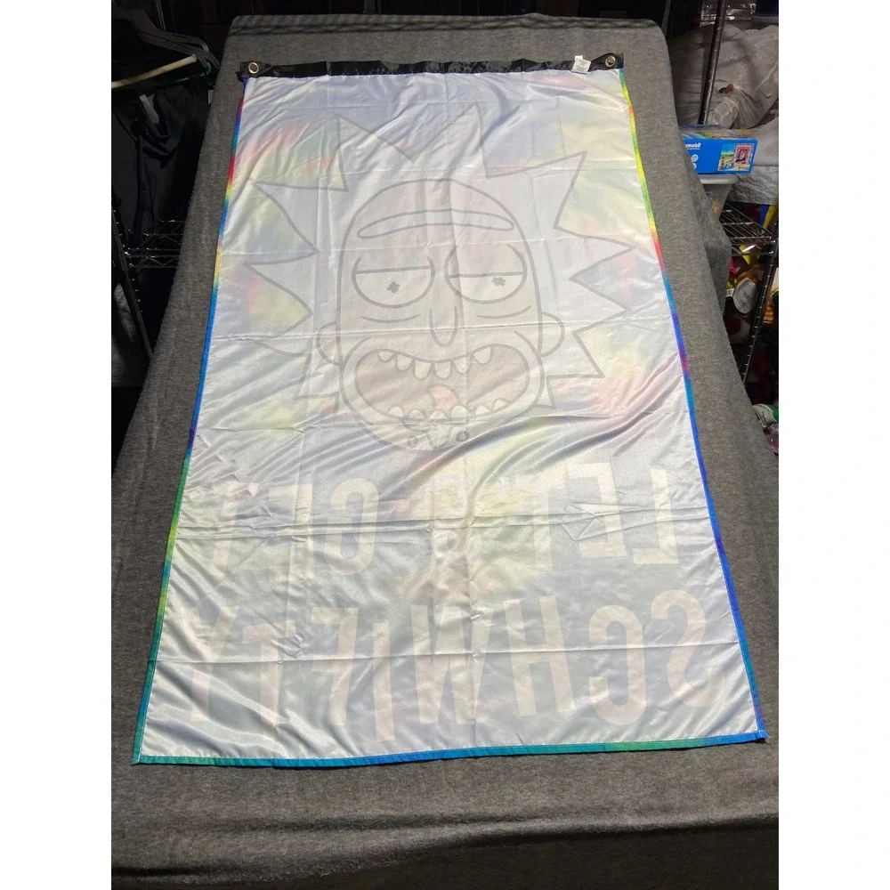 Calhoun Rick & Morty Flag Multicolor Lets Get Schwifty Tie Dye Adult Swim 30x50
